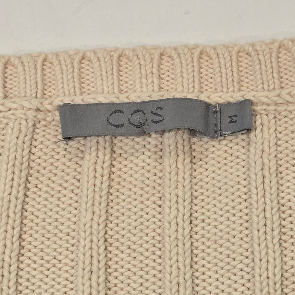 COS Oversized Chunky Cotton Knit Sweater M Tan Boxy Ribbed Pullover Scandi - Picture 6 of 7